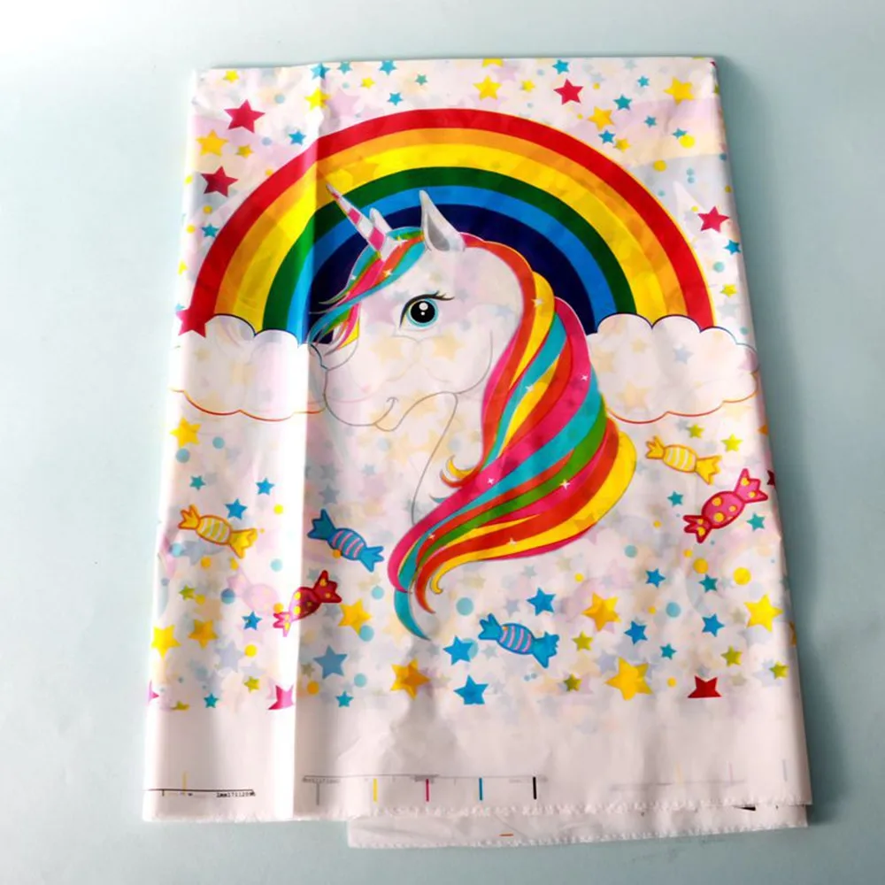 108*180cm Unicorn Party Tablecloth Plastic Kids Favors Baby Shower Birthday Party Decor Table Cover Unicorn Theme Party Supplies