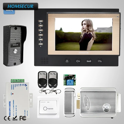 HOMSECUR 7 &quotСвободные Руки Видео и Аудио Домашний Интерком Электрический Замок +