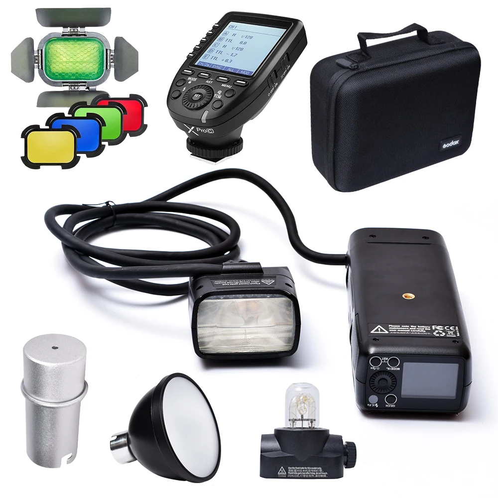 

Godox AD200 2.4G TTL 1/8000s HSS Pocket Flash Speedlite + Xpro-C Flash Trigger + Flash Head+Barn Door for Canon