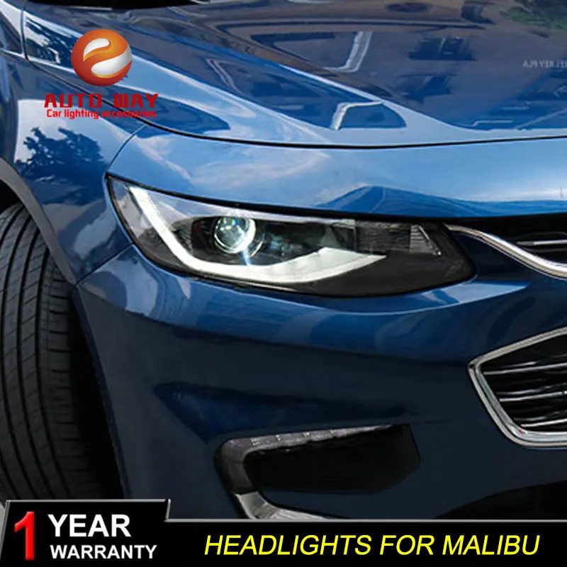 Автомобильный Стильный чехол на голову для Chevrolet Malibu фары светодиодный фара Malibu DRL Объектив Двойной Луч Биксенон HID