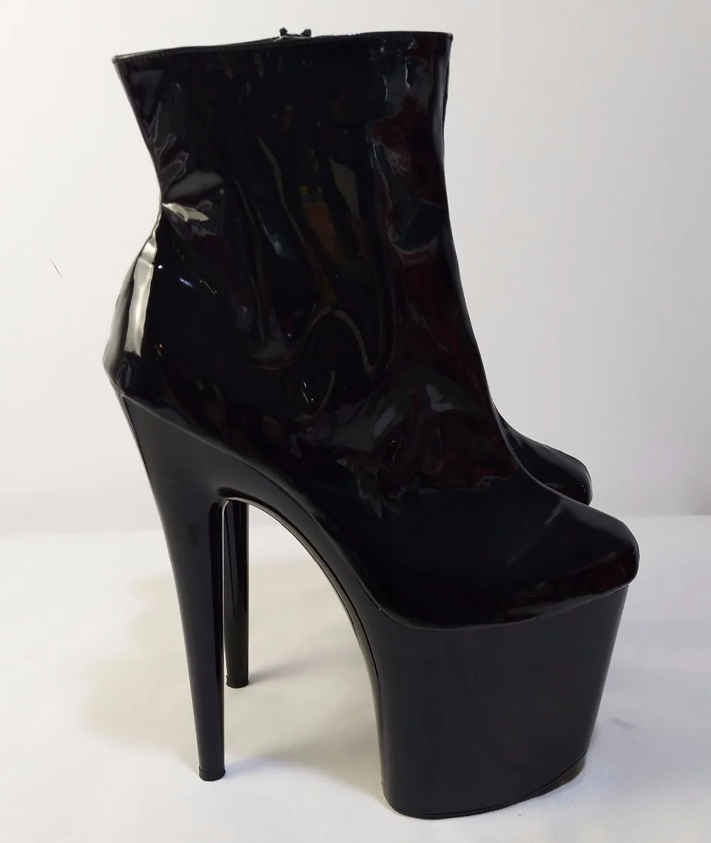 Пикантные ботильоны на каблуке 8 дюймов обувь на высоком каблуке 20 см ботинки со стразами танцевальная обувь на платформе с круглым носком и металлической трубкой большого размера
