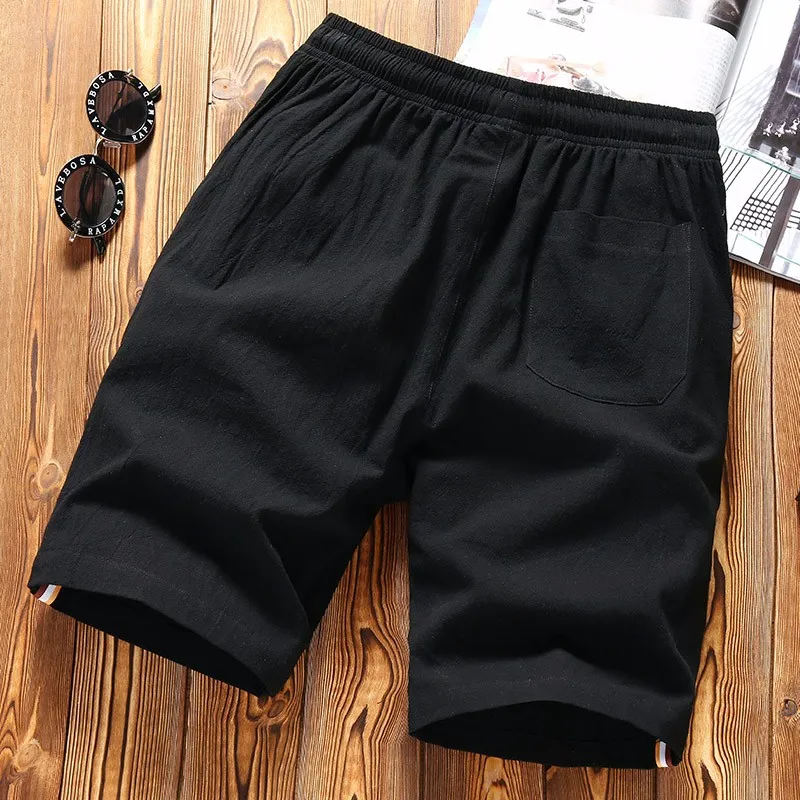 New Arrived Solid Mens Beach Shorts Knee Length Cotton Jogger Shorts Male Breathable Plus Size Men Pantalones Cortos Hombre 8012