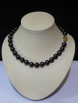 

14MM Big south sea Black Shell Pearl necklace Halsketten Sweater chain Women Gift word 925 jewelry