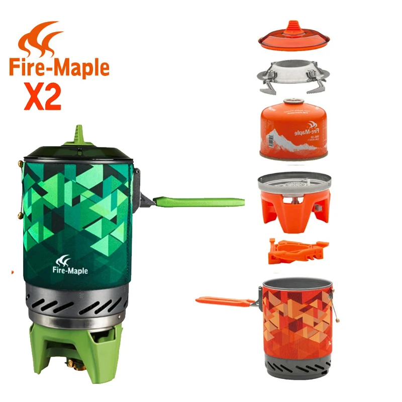 baratas FMS X2 X3 Bordo Fogo compact One Piece Camping Fogão Trocador de Calor Pot camping equipment set Flash Sistema Pessoal De Cozinha