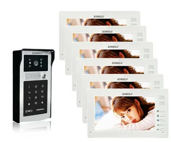 

XINSILU 7" Video Door Phone Intercom Doorbell Touch Button ID Cards/Code Unlock Night Vision Rainproof CCTV Camera Home Security