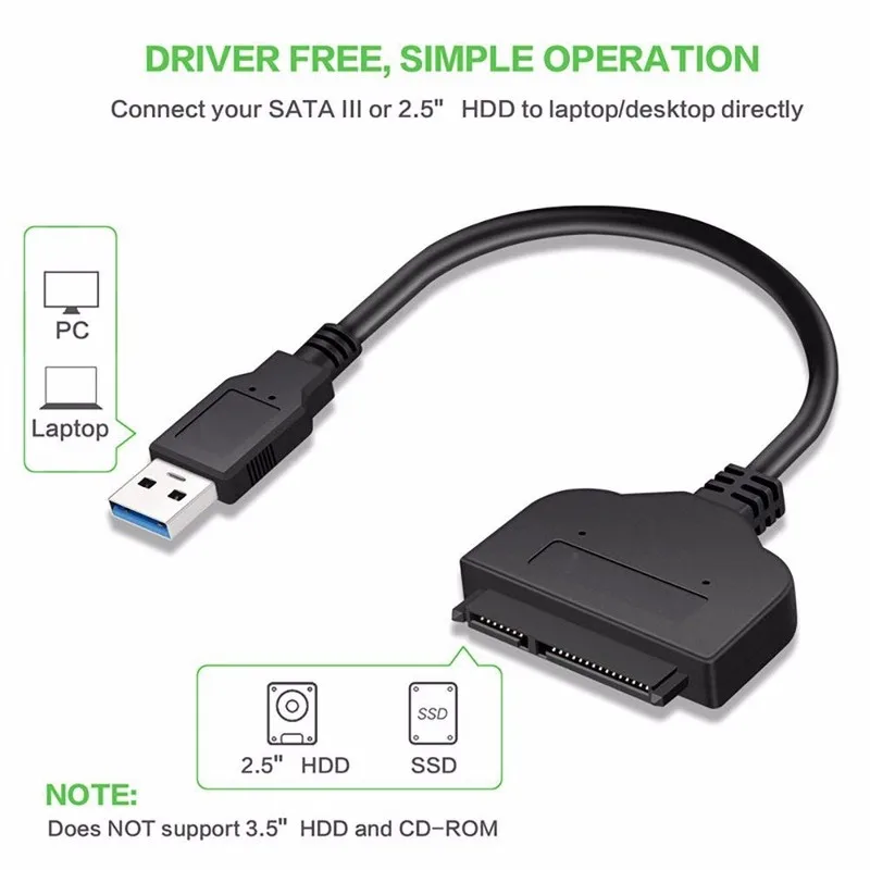 

USB 3.0 SATA 3 Cable Sata to USB Adapter Up to 6 Gbps Support 2.5 Inches External SSD HDD Hard Drive Converter Cable 20CM Length
