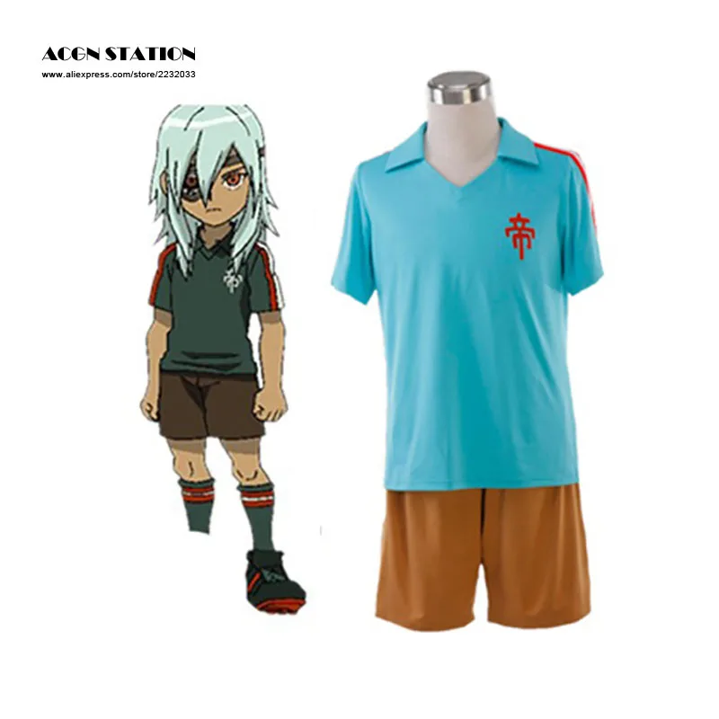 Free Shipping New Inazuma Eleven Imperial School Cosplay Costume Blue Summer Football Boys Trikot | Тематическая одежда и