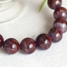 Натуральный Фиолетовый Красный Кристалл Auralite супер-23 отделка стрейч мужской браслет Круглый с большими бусинами 13 мм