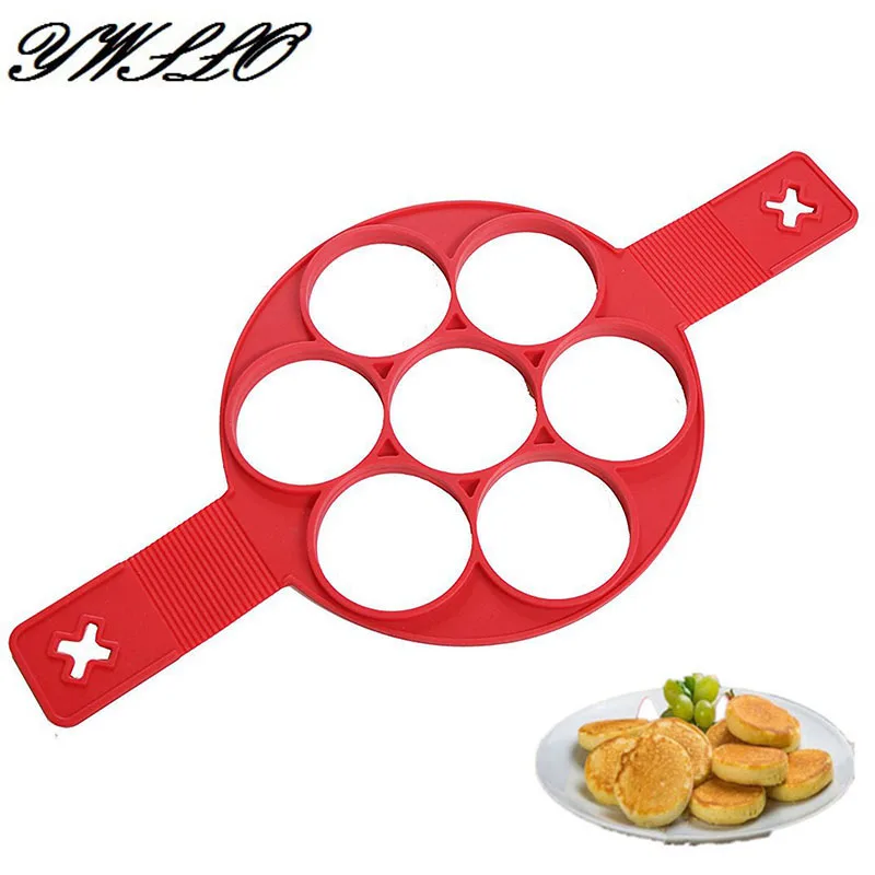

New 7 Holes Egg Pan Mold Non Stick Silicone Perfect Pancakes Ring Mold Make 7 Eggs One Time Easy Kitchen Tools