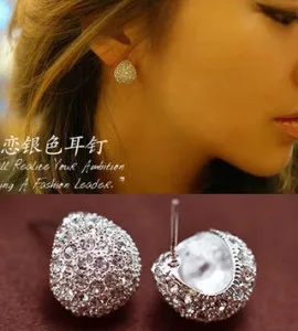 

Jewerly Fashion Vintage Full Crystal Crescent Stud Earrings Beatles Earring For Woman New 2016 Christmas Gift Wholesale