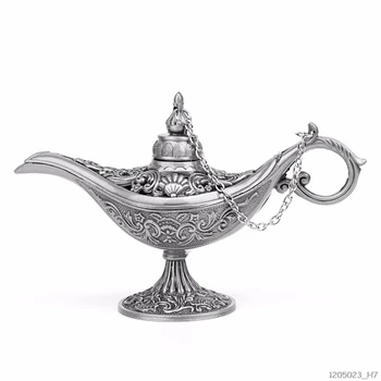 

1PC Hollow Carved Aladdin Genie Oil Lamp Zinc Alloy Metal Novelty light Vintage Pot Arabian Light Fashion