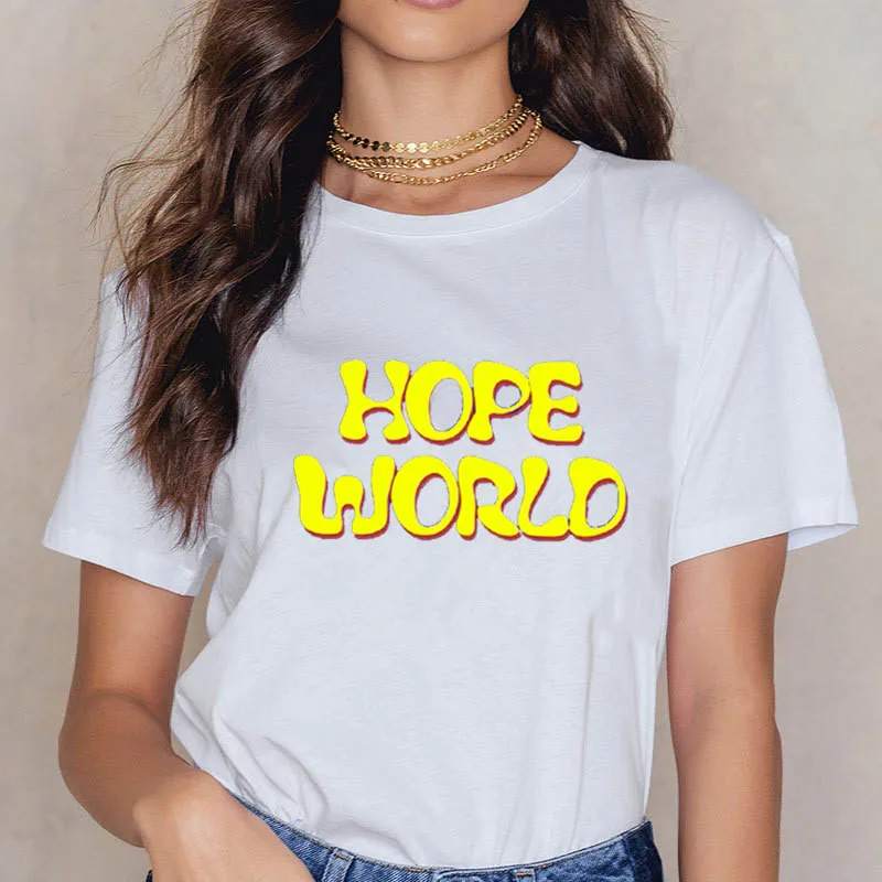 Female T-shirt harajuku gym gothic hope world clothes t shirt women tops friends vlone vintage stranger things ariana grande