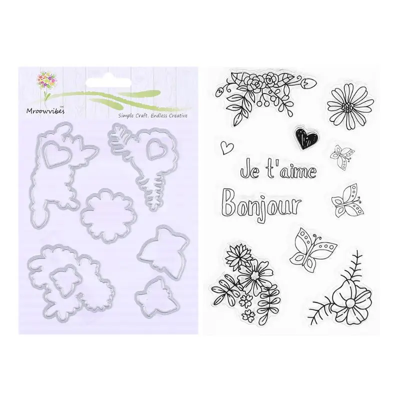

Cutting Die Seal DIY Scrapbooking Album Art Decoration Leaves Butterfly Flower Embossing Stencils Transparent Template