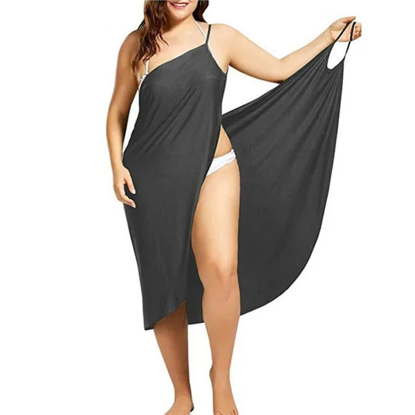 Plus Size Pareo Beach Cover Up Wrap Dress Swimsuit Bathing Suit Cover Ups Robe De Plage Beach Wear Tunic kaftan Swimwear Dresses - Цвет: TS-8016 Gray