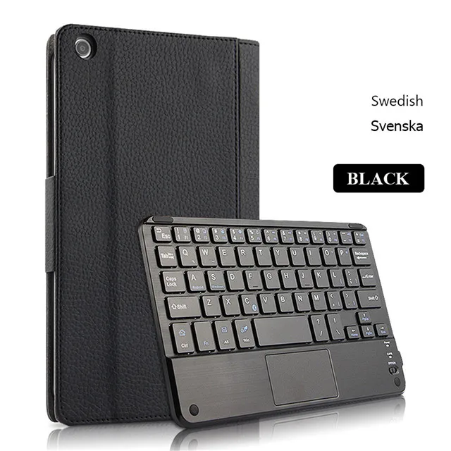 Чехол для планшета с Bluetooth клавиатурой для huawei MediaPad T5 8,0 JDN2-AL00/W09HN Honor Pad 5 8,0, чехол с подставкой, Многоязычный язык - Цвет: Swedish Black
