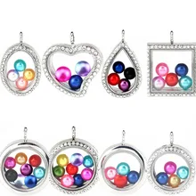 Плавающий жемчужный кулон стеклянный медальон жемчужная клетка Магнитная подвеска 8 мм/10 мм жемчуг(смешанный цвет