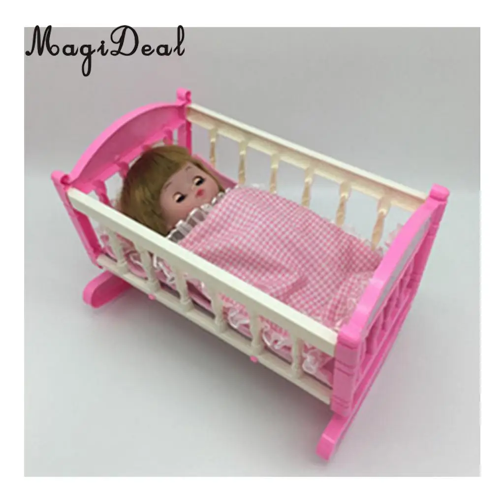 3pcs Lovely Pink Lace Plaid Bedding Set for 25cm Mellchan Dolls Bedroom Accessories
