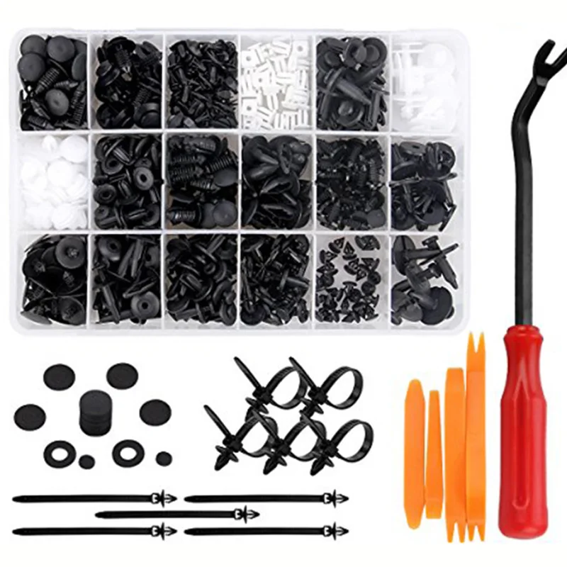 

Hot 415pcs+ 4 Tool Plastic Car Body Push Pin Rivet Fasteners Trim Moulding Clip Screwdriver For Honda/Toyota Universal Car