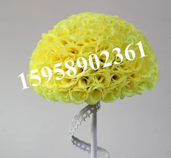 

SPR 50cm 20" wedding silk kissing ball plastic inner artificial silk rose(color: yellow) ball 23 colors option EMS free shipping