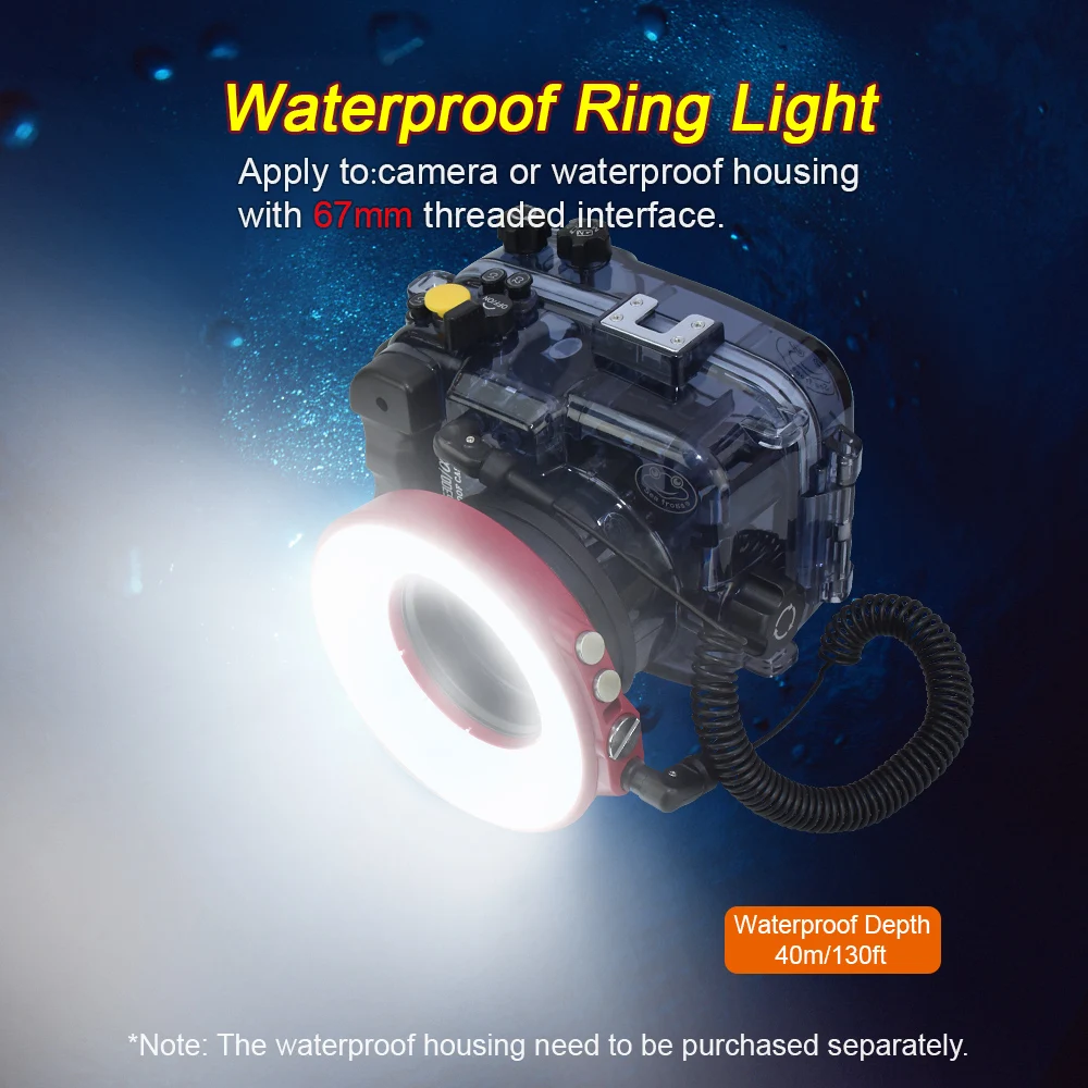 

Seafrogs LED Waterproof Ring Flash 40m Underwater with 1800mAh battery for Canon Nikon Pentax Olympus Panasonic DSLR Camera