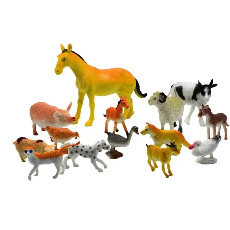 14 шт. Мини-Ферма животных формы игрушки Искусственный лошадь овец утка игрушка формы моделирования Животные игрушки для детей обучение