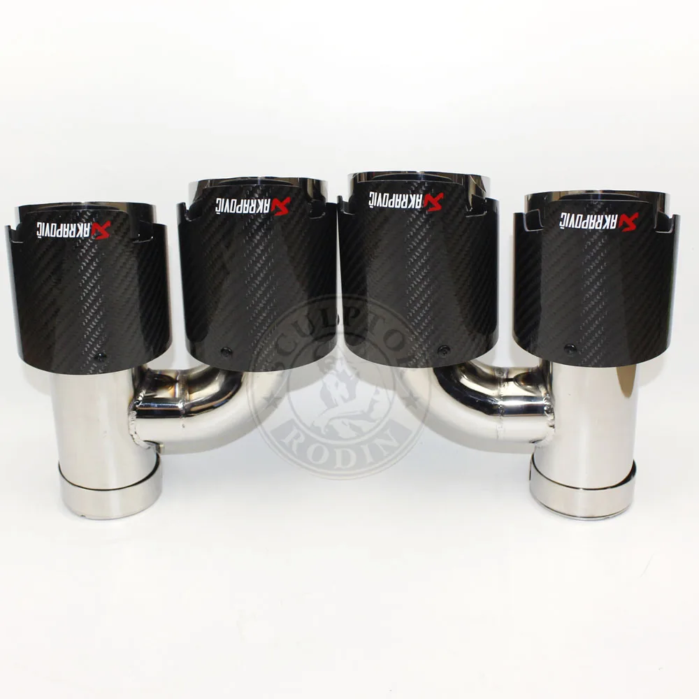 

krapovic carbon fiber muffler exhaust tailpipe nozzle car exhause h shaped 4 slot glossy 1 out 2 Twill + silver Free shipping