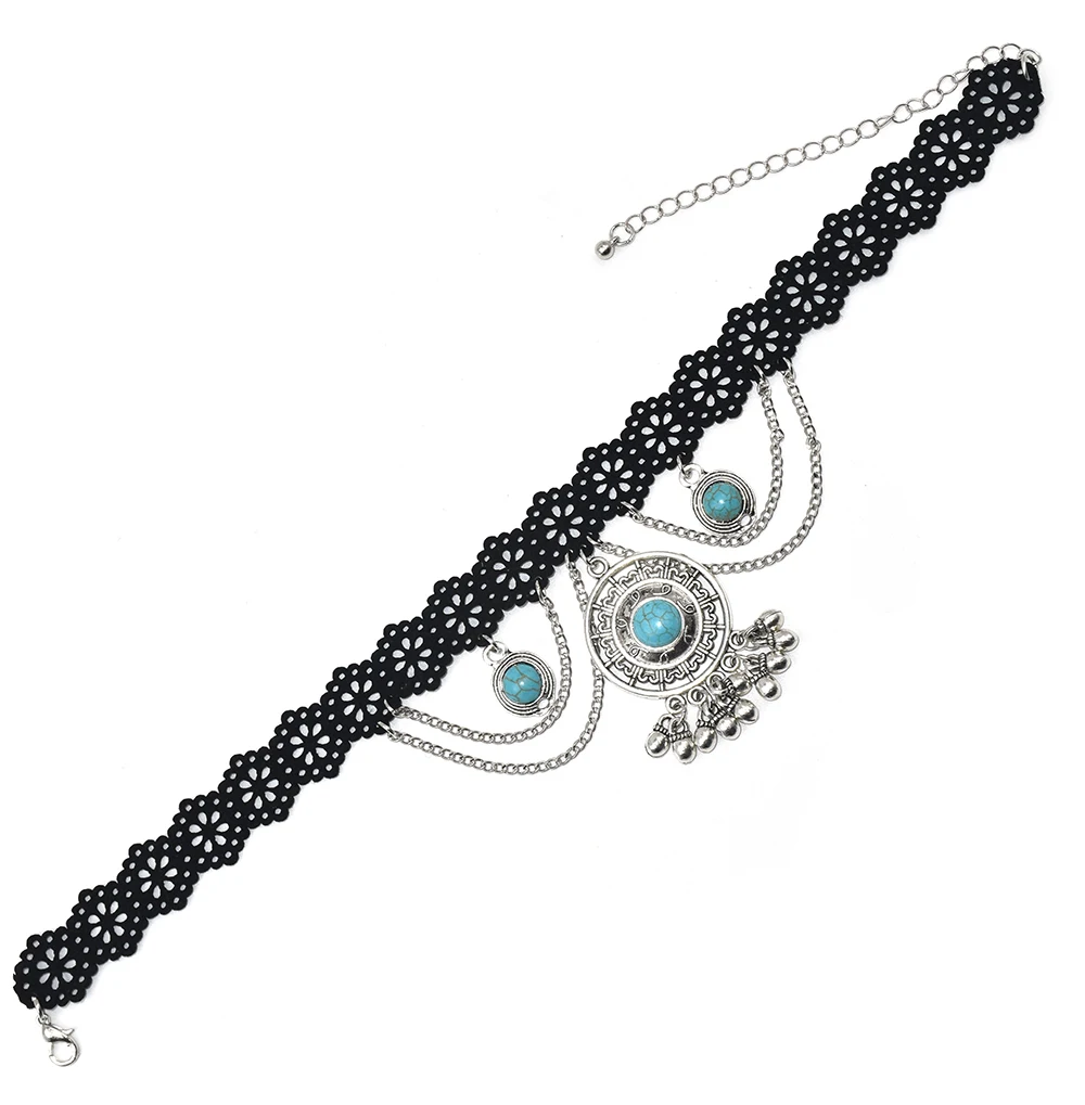 New Black velvet vintage short Collarbone chain Gothic goth collar necklace charm pendants retro choker necklace