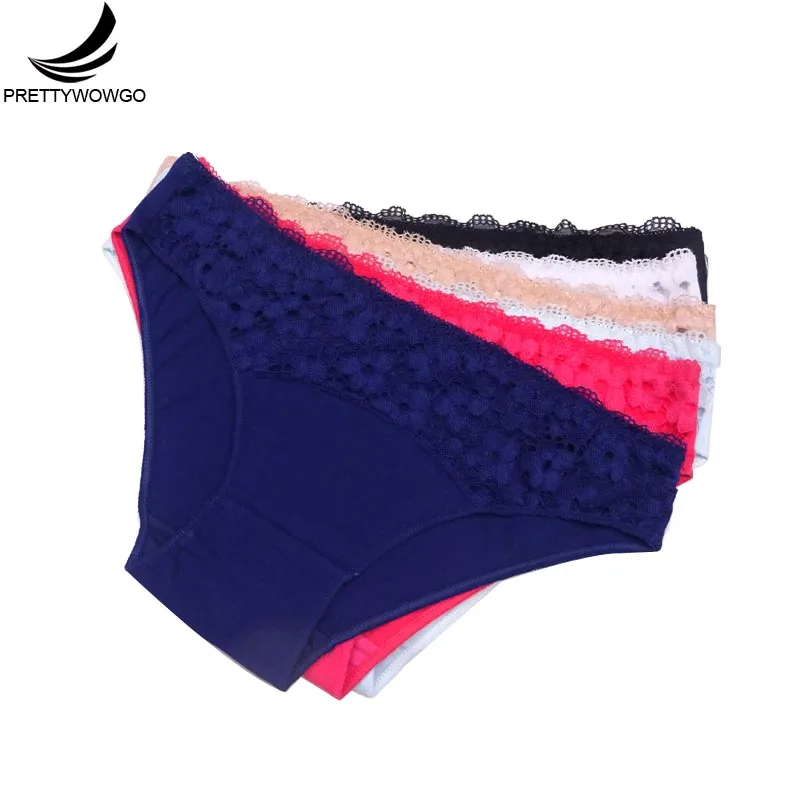 

Prettywowgo 6 pcs/lot New Arrival 2020 Ladies Intimates Underwear Good Quality Lace Cotton Low Waist Sexy Briefs Panties 827