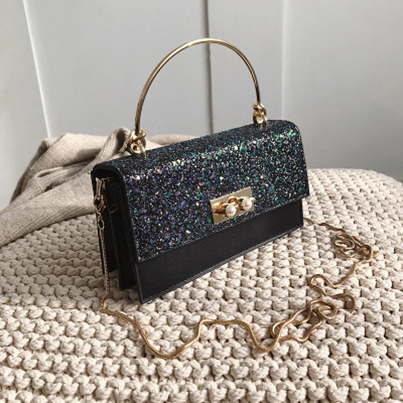 Quadrato Modo Spalla Versione A Piccola Della Primavera black Sequins red Tracolla Catena 2019 Mobile Del Borsa Tote Sacchetto Di Coreana Black Nuovo Borse TfwA8x