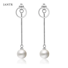 

JANTR temperament long earrings imitation pearl earrings female ear ornament material copper anti-allergic evening accessories