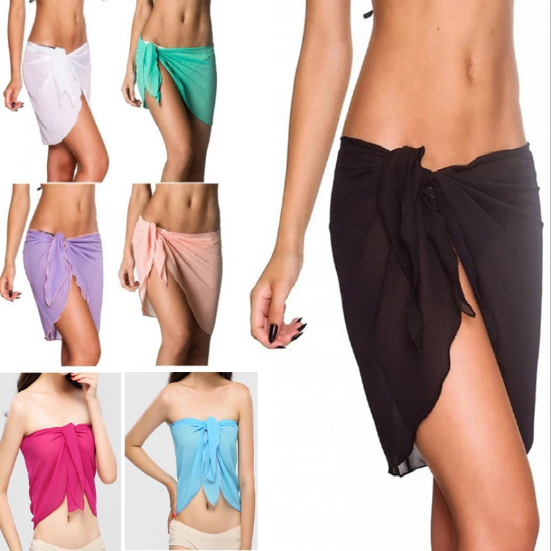 Custom Pattern Beach Sheer Chiffon Bikini Swimsuit Cover Up Skirt Sarong
