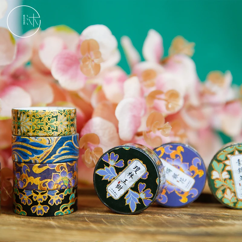 

Retro Chinese Floral Gilding Decorative Washi Tape Set Japanese Paper Stickers Scrapbooking Adhesive Washitape Stationary