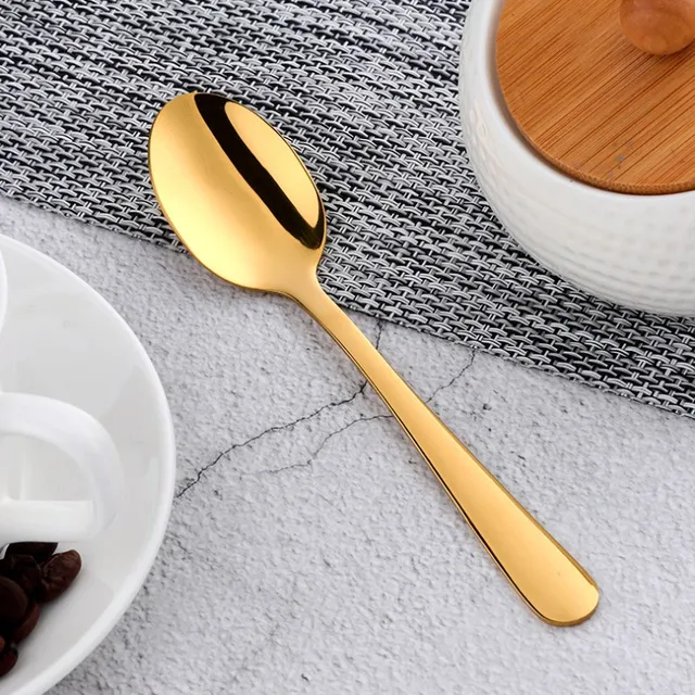 Colorful Mini Teaspoon Luxury 18/10 Stainless Steel Rose Gold Tea Spoon Small Silver Scoop Mirror Tablespoon Tableware For Party gold