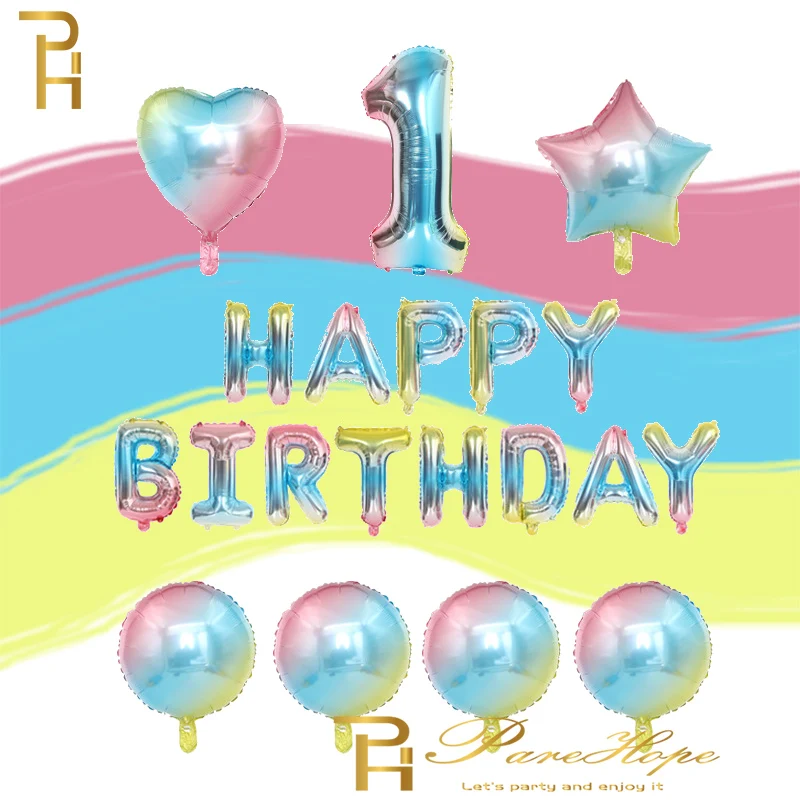 

40'' Gradient Rainbow Number Balloons Star Heart Love Digit Balloons Baby Shower Birthday Ballon Birthday Party Decorations Kids