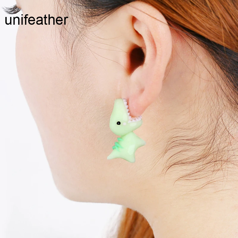 unifeather Handmade Polymer Clay Soft Cute Dinosaur Earrings For Women