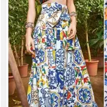 Женская длинная юбка-Русалка с цветочным принтом, большие размеры 3XS-10XL