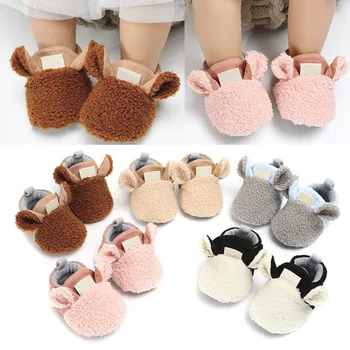 

1 Pair Winter Toddler Baby Shoes Rabbit Ears Shape Warm Snow Boots Infant Soft Sole Slipper Floor Crib Shoes FJ88