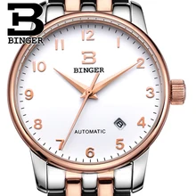 Switzerland watches men luxury brand18K gold Wristwatches BINGER business Mechanical Wristwatches full stainless steel B5005A 8