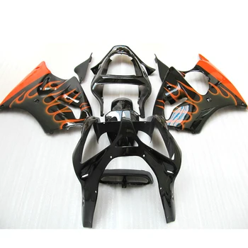 

Custom Injection motorcycle fairings kit for KAWASAKI Ninja ZX6R 2000-2002 ABS sport fairing kits ZX 6R 00-02 orange flames sets