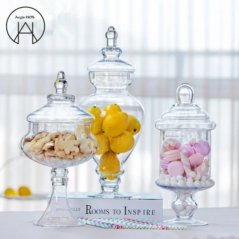 Large European transparent candy jar glass with lid ...