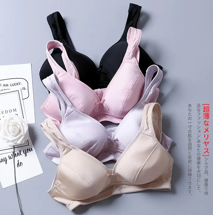 

1PC 100% Silk Knitted Thin Type Comfortable Wireless Bra Bralette M L XL 2XL SG406