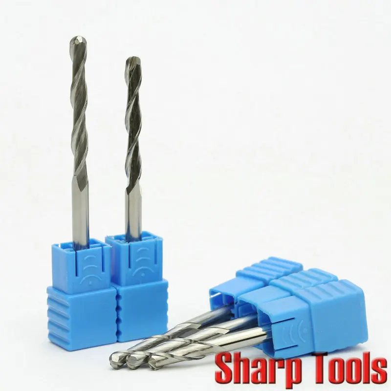 2 Flute Ball Nose End Mill Set Spiral Carbide Router Bits for Wood 3D Engraving Milling Cutters Tungsten CNC Tools