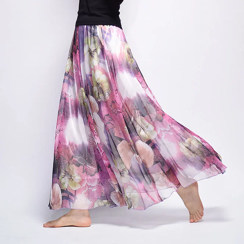 Элегантные летние Богемские юбки макси Женская длинная юбка из шифона Saia пляжная Высокая талия пачка повседневная Vestidos Harajuku одежда с принтом - Цвет: Style Eighteen