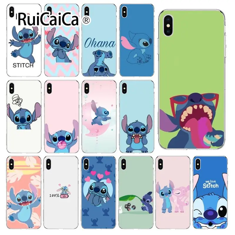 

Ruicaica cartoon Stitch Transparent Soft Silicone Phone Cover for Apple iPhone 8 7 6 6S Plus X XS MAX 5 5S SE XR Mobile Cases