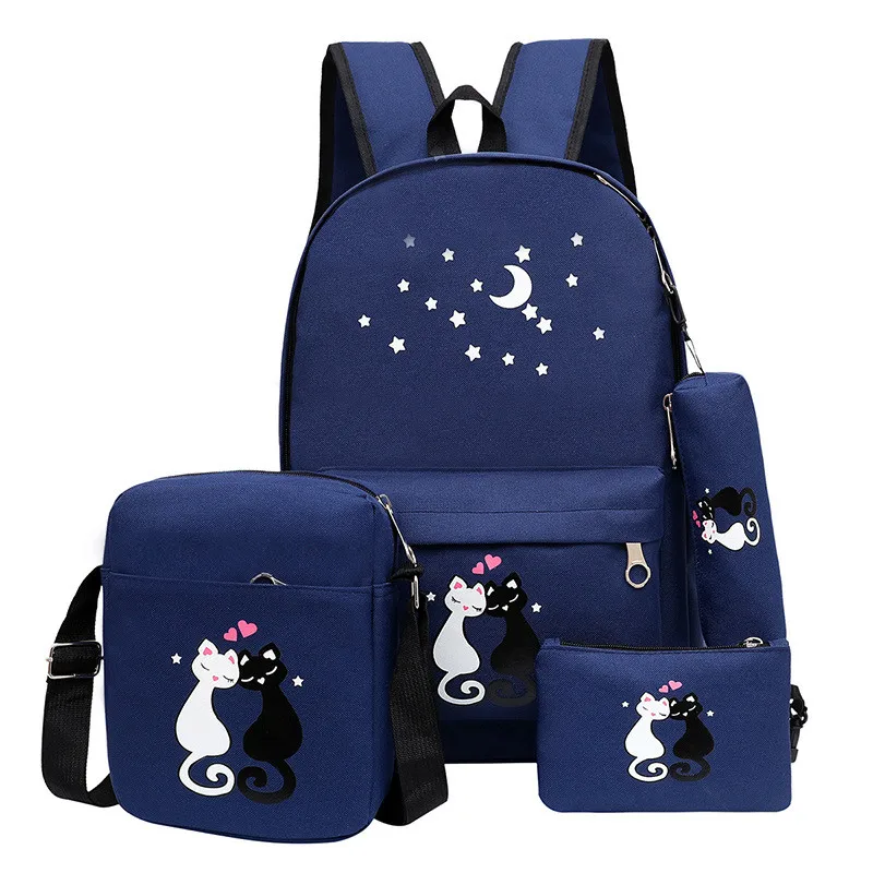 4 piezas mochila niños mochilas escolares para niñas niños lona mochila moda niños mochila adolescente Linda mochila Niño