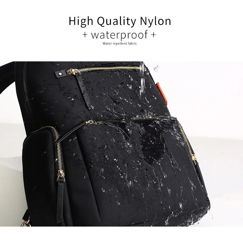  BOPAI 2019 Women Backpack Waterproof OL 14inch Women Laptop Backpack Plecak Black Bagpack Travel Bu