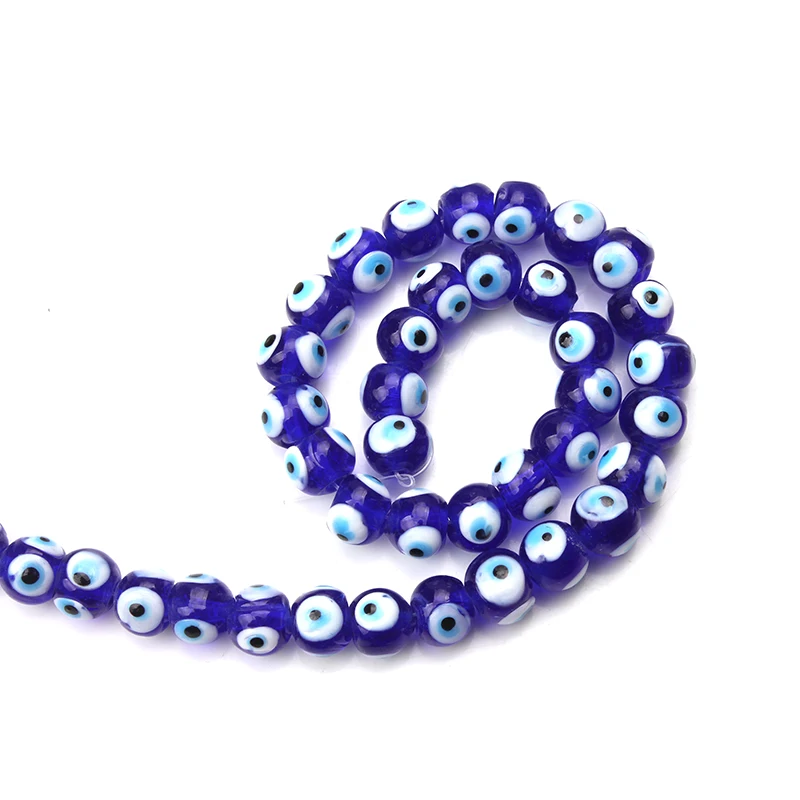 

1 string Hot sale Fashion Blue Red 6/8/10/12mm Round Shape Beads Glass Evil Eye Beads for Bracelet Jewelry Making & DIY Craft