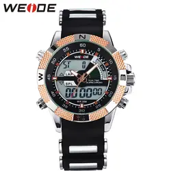Модные брендовые WEIDE спортивные часы для мужчин цифровой кварцевые светодио дный светодиодный Будильник каучуковый ремешок 3ATM