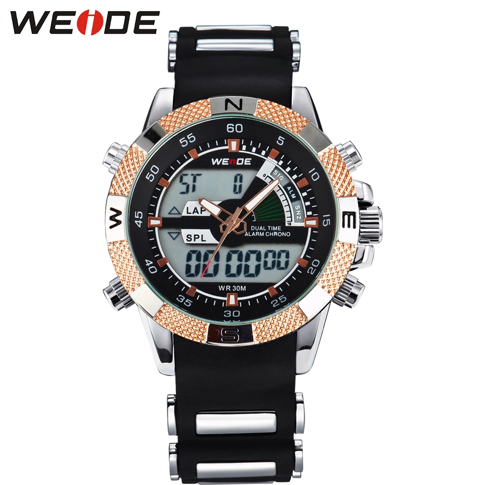 

Fashion Brand WEIDE Sport Watch Men Digital Quartz LED Alarm Rubber Strap 3ATM Waterproof Man Military Wristwatch Male Relogios