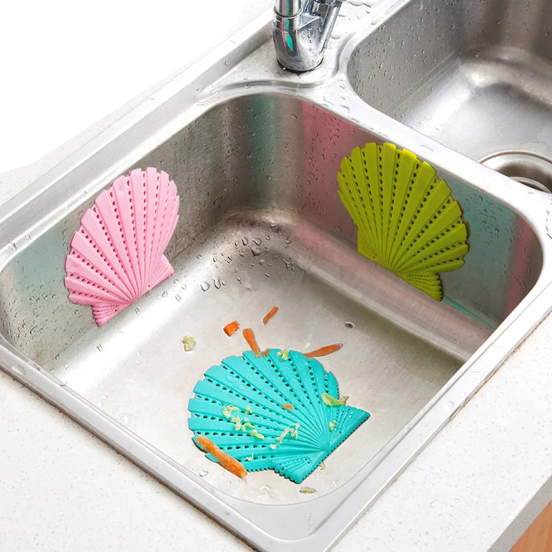 

Shell Shape Rubber Sink Strainers Filter Wash Basin Floor Drain Cover Kitchen Bathroom Tool Water Channel Anti-blocking Strainer